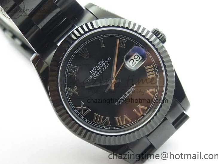 Best AAA Replica Sites Best Edition All DateJust Dial 41 Black Bracelet Markers PVD ModernLook A Roman PVD Oyster Black VRF 2793 on 0119